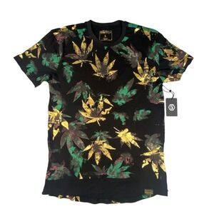 Switch Remarkable Men's Black T-Shirt‎ Foil Accents All Over Prints Large L NWT